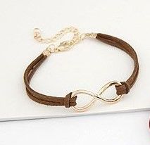 Pulsera de piel con dije de infinito mod. café.