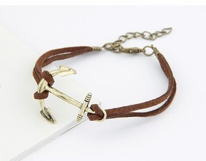 Pulsera de piel con dije Ancla - Infinito.